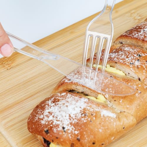 SACATR 100 Count Disposable Plastic Forks,Heavy Duty Plastic Forks, Clear Plastic Silverware, BPA-Free, Heat Resistant, Suitable for Parties, Events and Everyday Use - Image 4
