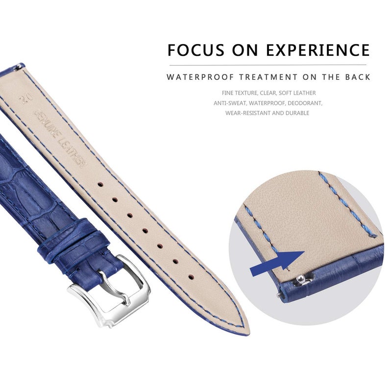 BINLUN Genuine Leather Watch Bands Women Men Quick Release Leather Watch Straps Replacement with 12 Colors Option (10mm, 12mm, 14mm, 15mm, 16mm, 17mm, 18mm, 19mm, 20mm, 21mm, 22mm, 23mm) - Image 4