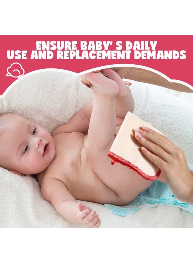 meekoo 45 Pcs Unbleached Flannel Cloth Baby Wipes Reusable Baby Diapers Wipes 8 x 8 Inch Soft and Sturdy Washable Natural Cloth Tissues Outer Stitching(Red) - Image 5