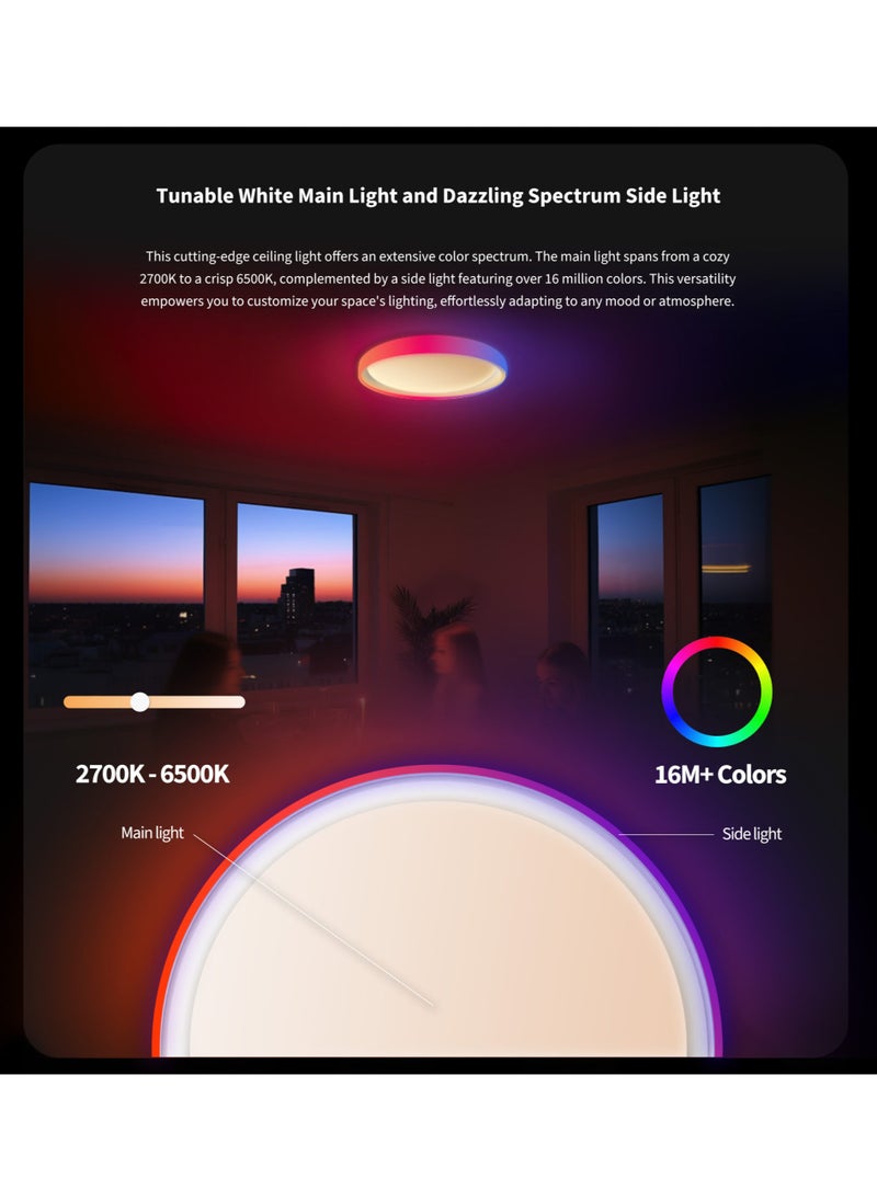LED Ceiling Light T1M with Matter,RGB+IC with Gradient Effects and 16 Million Colors, 40W 3450lm, 2700-6500K Tunable White, Supports HomeKit, Alexa and IFTTT