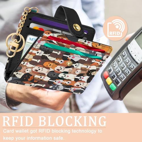 Jogjam Dogs Rfid Women Wallet, Small Slim Thin Credit Card Wallet, PU Leather Bifold Cash Zipper Coin Pocket ID Window for Female Ladies Teen Girls Girly - Image 3