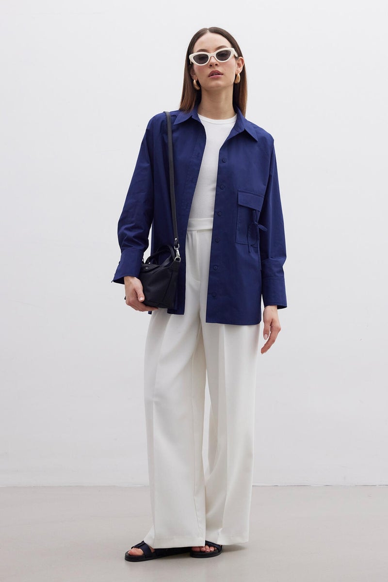 Manuka Pocket Tie Detail Shirt Navy Blue  - Image 3