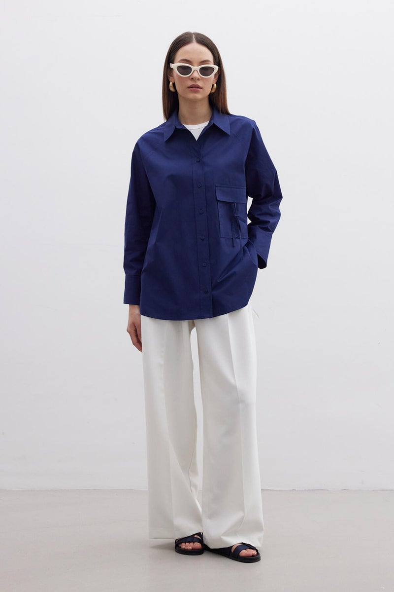 Manuka Pocket Tie Detail Shirt Navy Blue  - Image 5