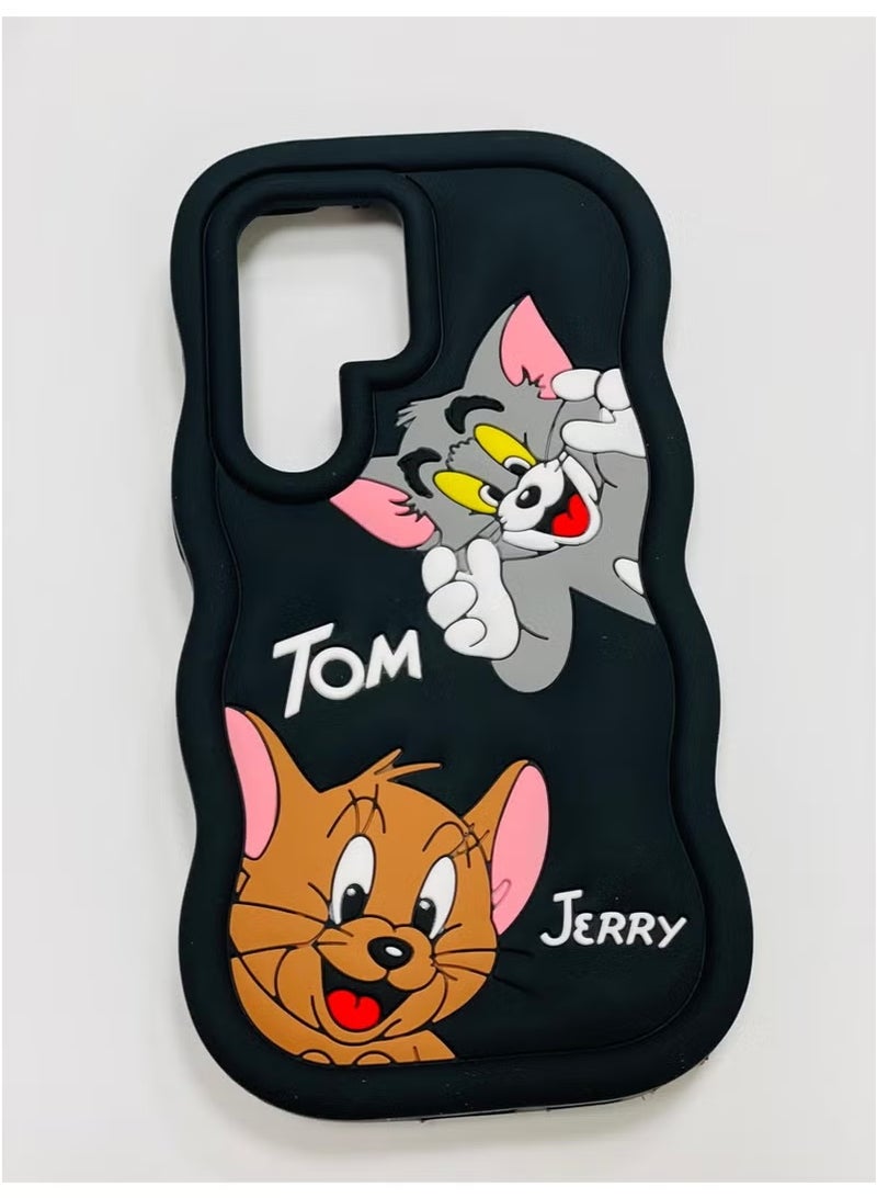 IAF For S25 ULTRA Case with Camera Protection Cute 3D Soft Silicone Protective Design Cartoon Back Cover Silicone ( BLACK )  - Image 3