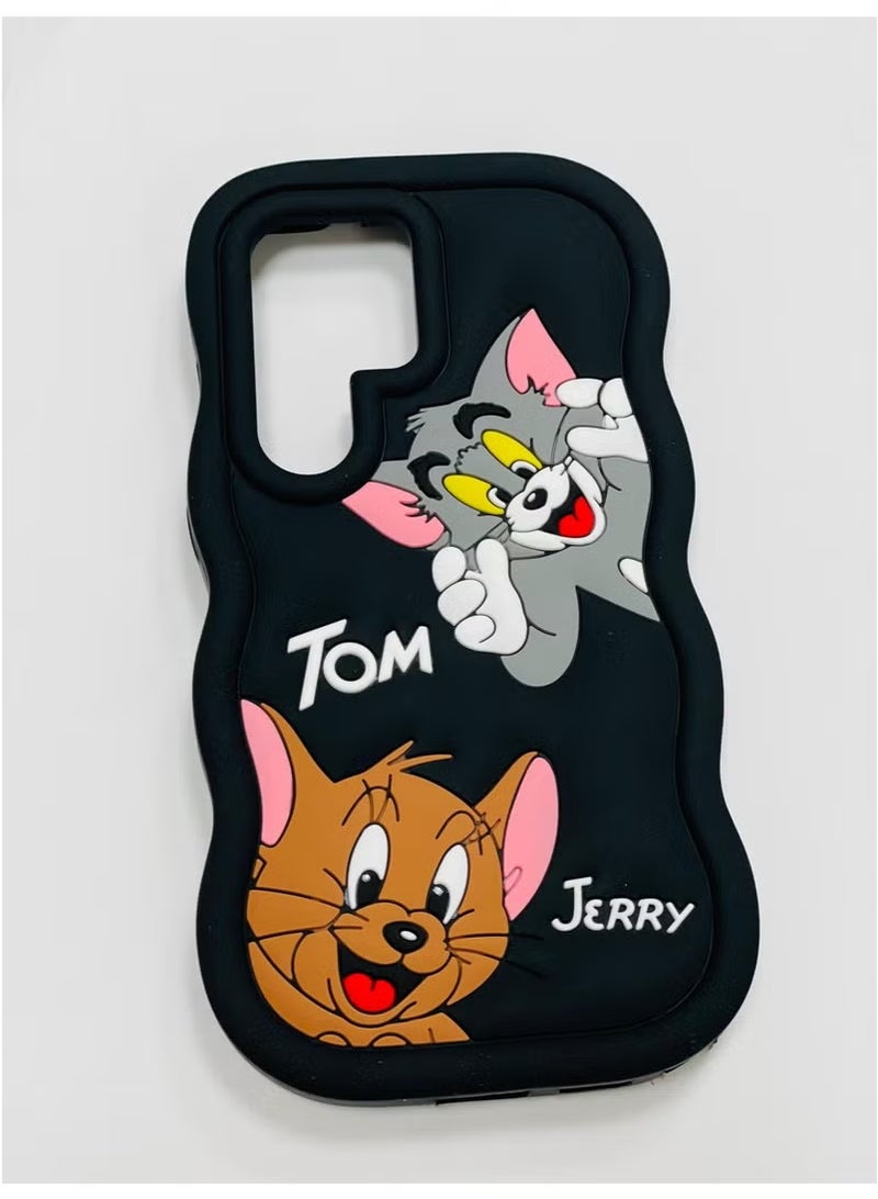 IAF For S25 ULTRA Case with Camera Protection Cute 3D Soft Silicone Protective Design Cartoon Back Cover Silicone ( BLACK )  - Image 4