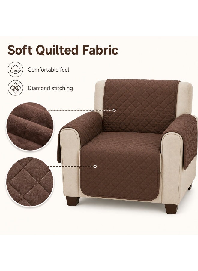 لينلي غطاء حماية للأريكة، غطاء مبطن بني اللون للكرسي، واقي أثاث للكرسي الفردي للحيوانات الأليفة والاستخدام المنزلي اليومي (170 × 170 سم) النقاط الرئيسية - Image 2