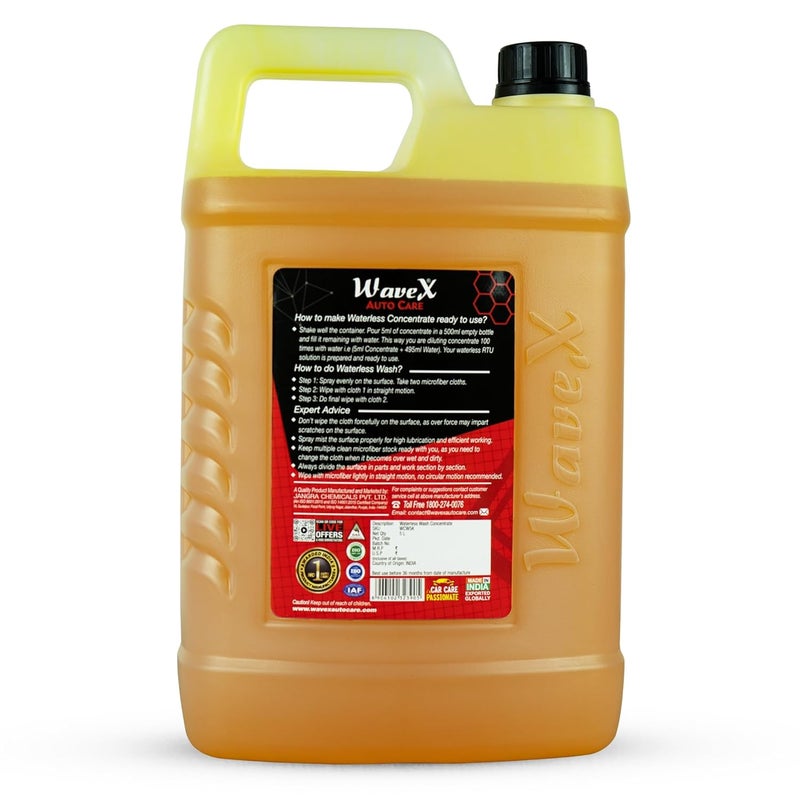 WAVEX رذاذ تنظيف السيارات بدون ماء ويفيكس 100x مركز | قابل للتخفيف 100 مرة 5 لترات | غسل السيارات بدون ماء - Image 5