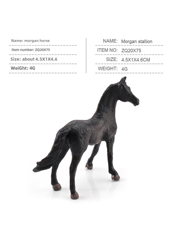 Miniature Static Model Set World Famous Horses Including Quarter Horse Shetland Pony Morgan Horse Friesian-Color:zq20x75 Morgan Stallion 4G  - Image 1