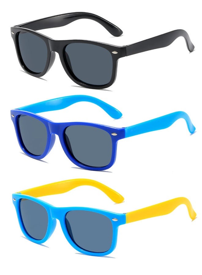 3 PCS Kids Sunglasses for Boys Girls Polarised Toddler Sunglasses for Children Sun Shades with UV Protection Flexible Rubber Frame - Image 1