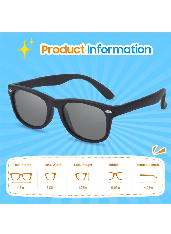3 PCS Kids Sunglasses for Boys Girls Polarised Toddler Sunglasses for Children Sun Shades with UV Protection Flexible Rubber Frame - Image 2