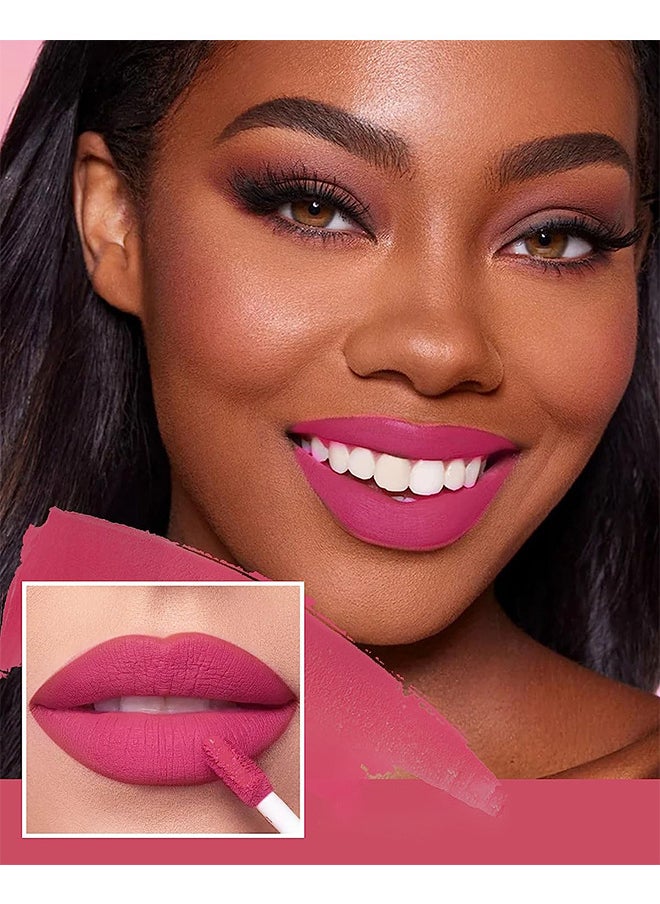 Matte Liquid Lipstick Makeup, Matte Velvety Long-Lasting Wear Non-Stick Cup Not Fade Waterproof Lip Gloss