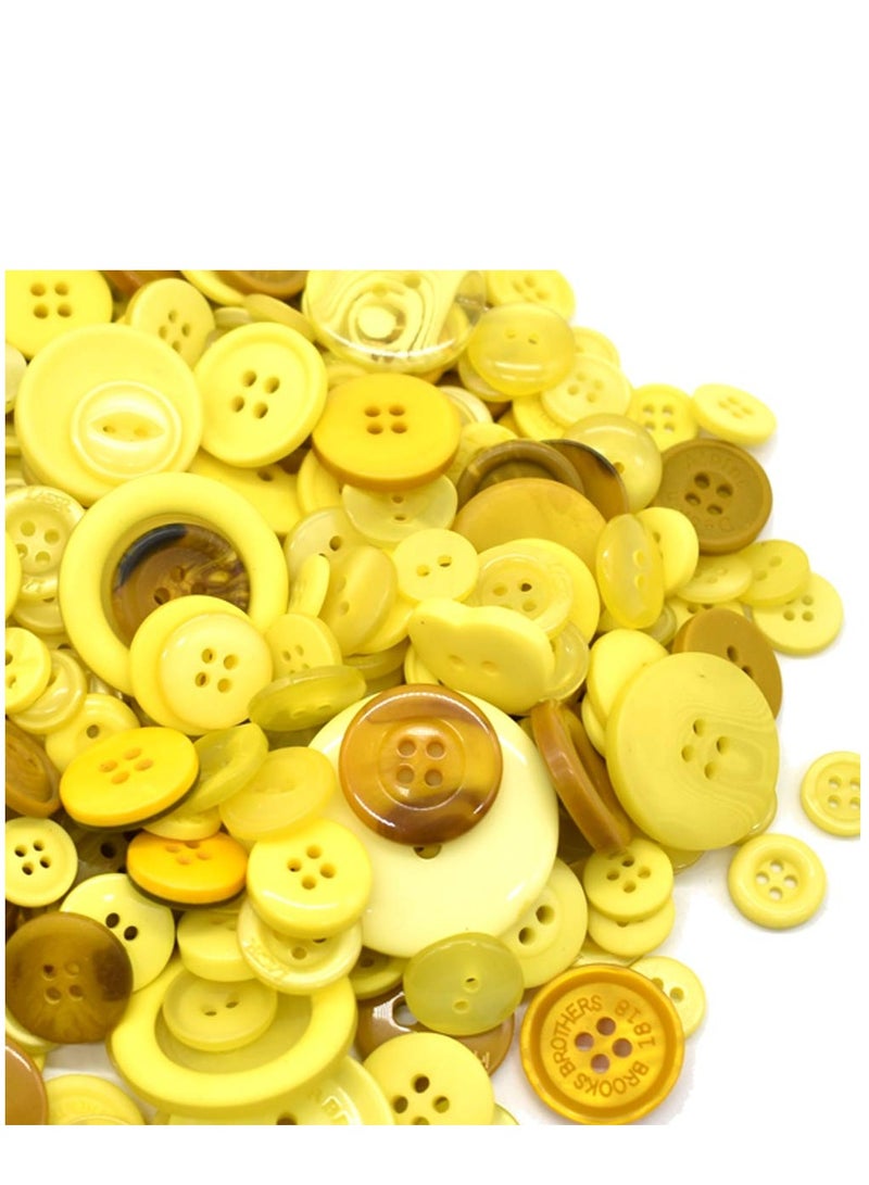 KASTWAVE Resin Round Buttons DIY Craft Sewing Decorations for Kid's Painting Assorted Size (Yellow, 200g set) - Image 3