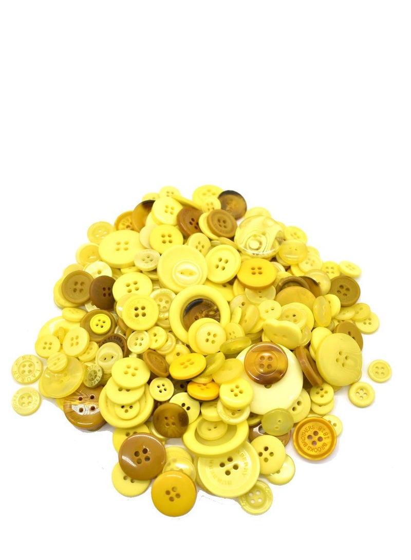 KASTWAVE Resin Round Buttons DIY Craft Sewing Decorations for Kid's Painting Assorted Size (Yellow, 200g set) - Image 1