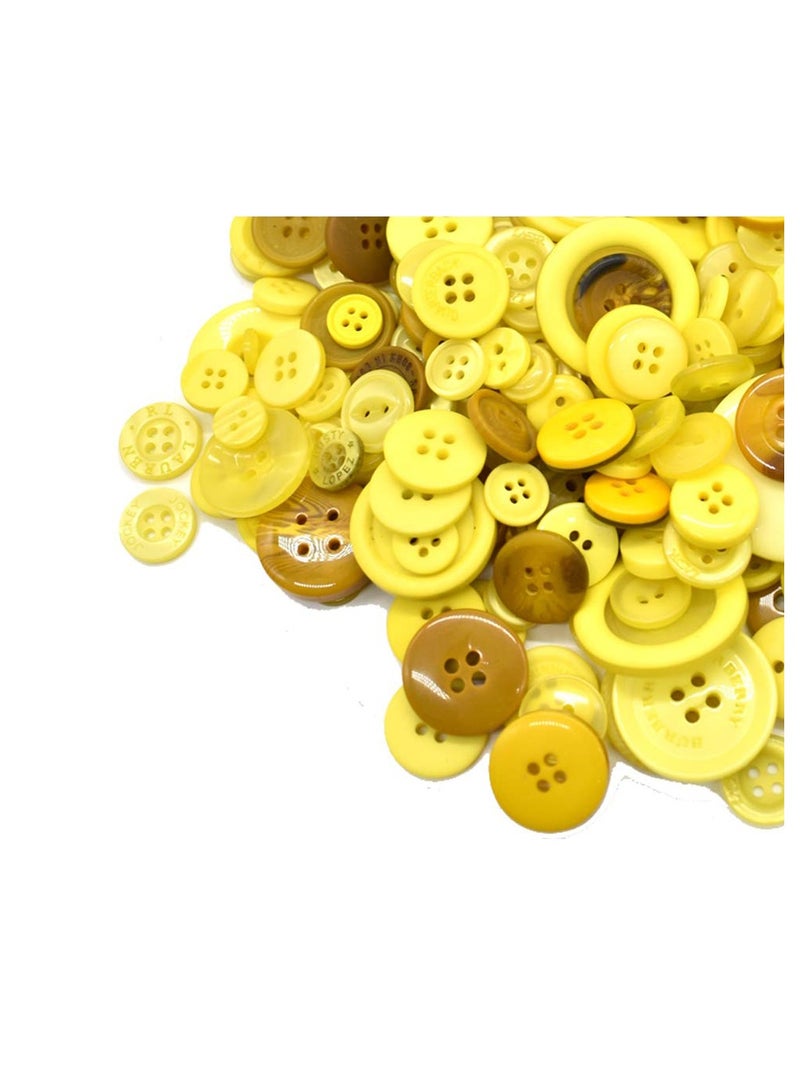 KASTWAVE Resin Round Buttons DIY Craft Sewing Decorations for Kid's Painting Assorted Size (Yellow, 200g set) - Image 2