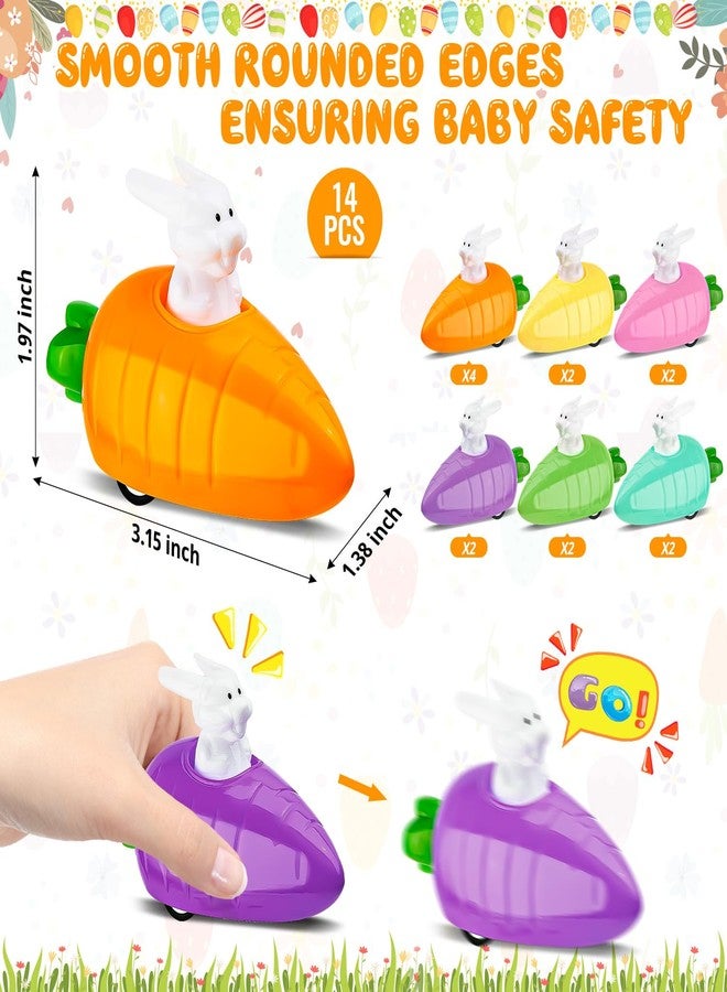 LHSYFBZ 14Pcs Easter Pull Back Cars Toys, Bunny Cars Carrot Cars Rabbit Fun Toy for Toddler Boy Girl, Plastic Easter Eggs Filler Easter Present for Kids - Image 4