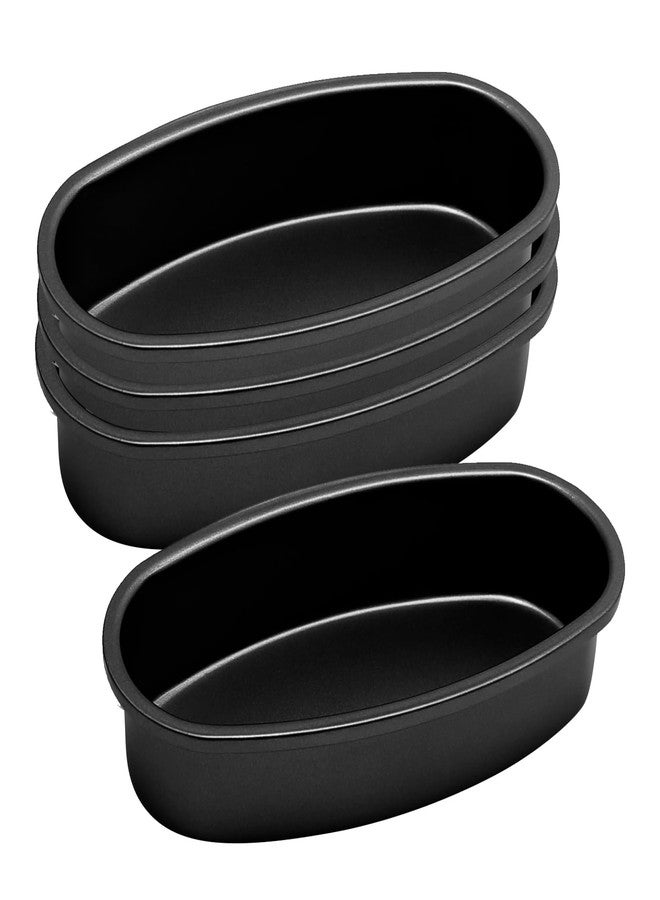 MDEOOSKY Oval Baking Pan 9.06*4.72*1.97in Golden Carbon Steel Nonstick Bread Cake Cheese Baking Pan for Easter Christmas Valentine's Day Halloween Thanksgiving New Year, Birthday, Wedding (4pcs Black) - Image 1