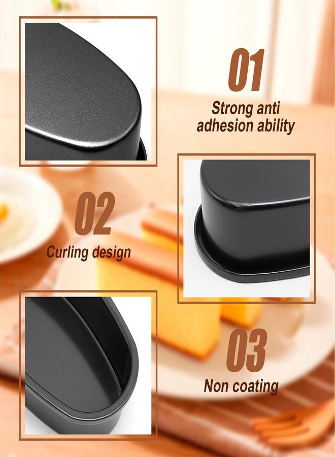 MDEOOSKY Oval Baking Pan 9.06*4.72*1.97in Golden Carbon Steel Nonstick Bread Cake Cheese Baking Pan for Easter Christmas Valentine's Day Halloween Thanksgiving New Year, Birthday, Wedding (4pcs Black) - Image 3