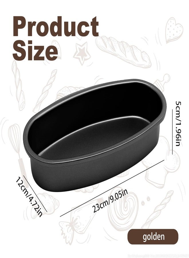 MDEOOSKY Oval Baking Pan 9.06*4.72*1.97in Golden Carbon Steel Nonstick Bread Cake Cheese Baking Pan for Easter Christmas Valentine's Day Halloween Thanksgiving New Year, Birthday, Wedding (4pcs Black) - Image 2