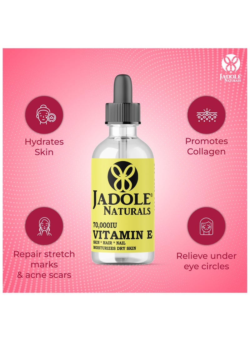 Jadole Naturals Vitamin E oil for skin hair and nails – 115ml,  70000IU - Image 4