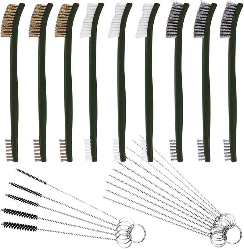 FineGood 9 PCS Wire Brush with Carb Cleaner Set, Wire Brush Set for Car Detailing Cleaning 3 Brass Brush 3 Steel Brush 3 Nylon Brush Tool Kits - Image 1