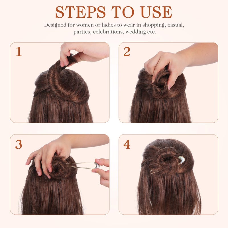 Lurrose 2pcs Hair Sticks Vintage Metal Hair Pins Moon Elegant Hair Chopsticks U Shaped Headdress Hair Styling Accessories for Woman Girls - Image 4