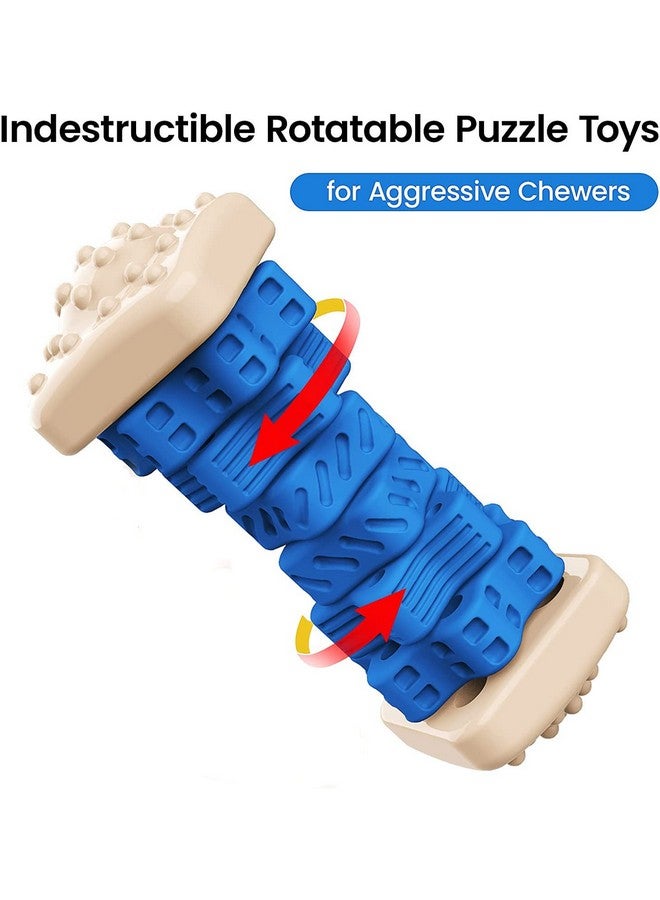 اوزوم ألعاب مضغ متينة وقوية للكلاب للمضغ العدواني، ألعاب ألغاز للكلاب بنكهة لحم البقر، مطاطية آمنة وغير قابلة للتدمير للكلاب الكبيرة والمتوسطة والصغيرة - أزرق - Image 4
