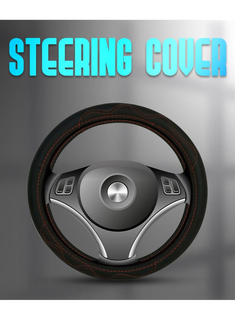 MOB Steering Wheel Cover PU Leather Anti-Slip Car Steering Wheel Cover Car Handle Cover - Image 1