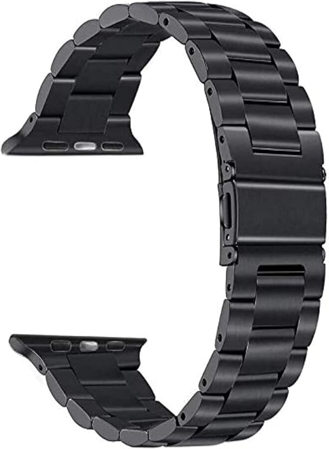 OR Compatible with Apple Watch Band 38mm 40mm Series 5/4 Stainless Steel Iwatch iPhone Watch Link Band Series 3/2/1 for Men(Black, 38mm/40mm) 