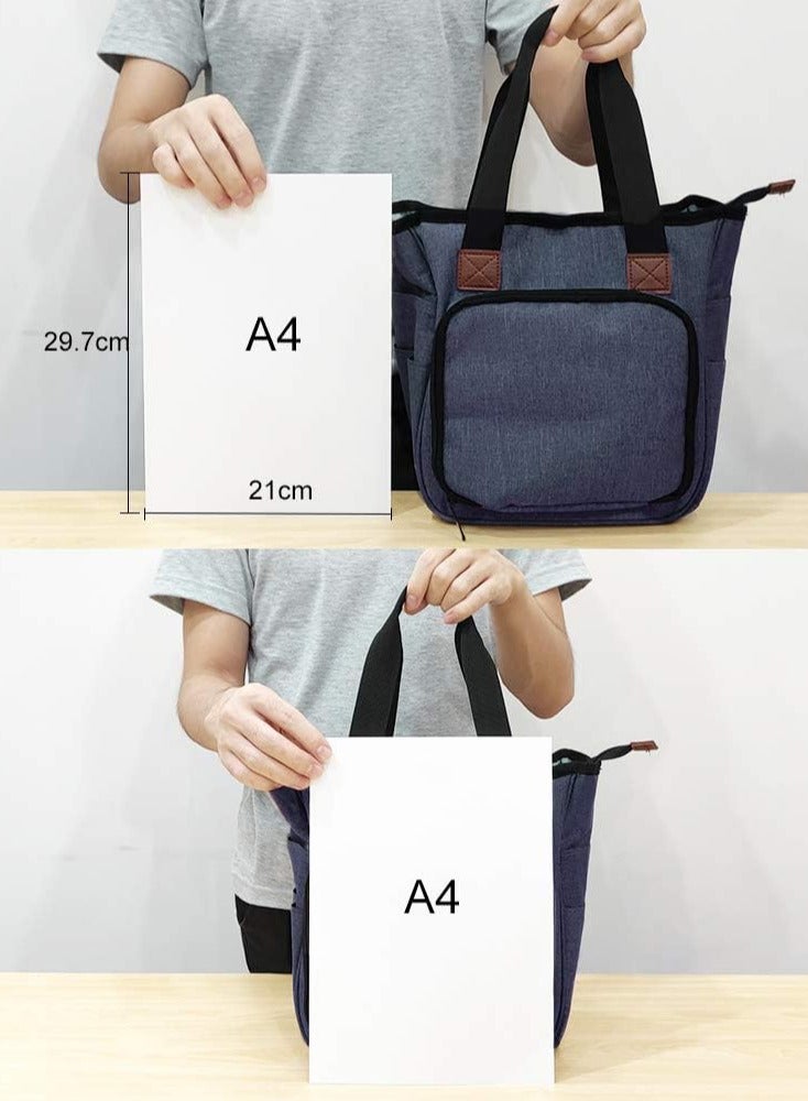 Yarn Bag Knitting Tote Bag,Portable Yarn Tote Organizer Sewing Basket for Crochet Hook Set,Knitting Needles, Crocheting Project,Skein and Sewing Supplies - No Accessories(Blue) - Image 5