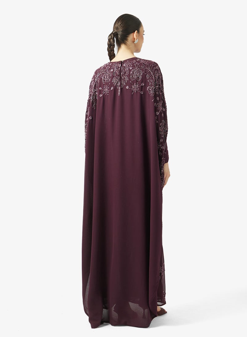 MARYISA Embellished Cape Sleeve Sequin Maxi Dress - Image 2