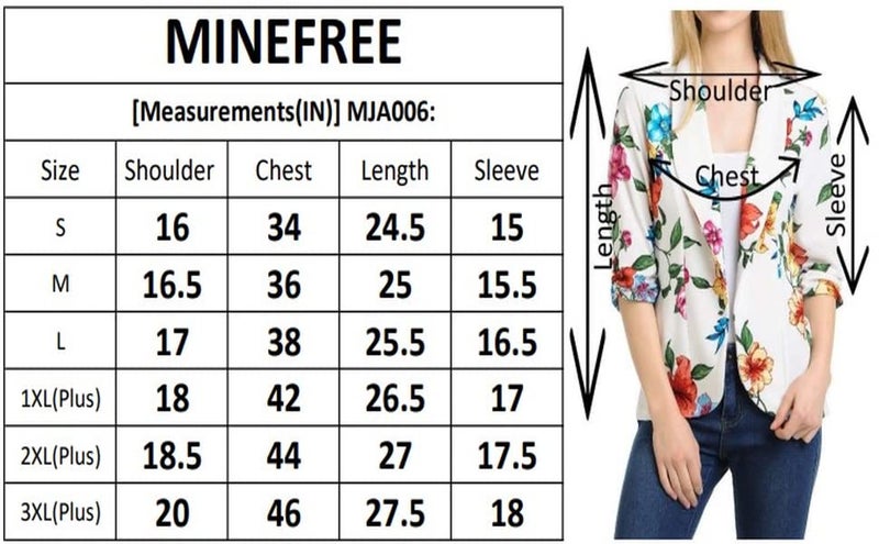 MINEFREE Women's 3/4 Ruched Sleeve Lightweight Work Office Blazer Jacket Black 3XL - Image 5