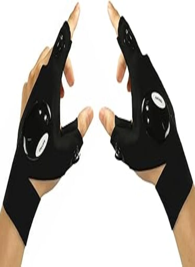 Pair or Single Water Resistant LED Flashlight Gloves for Outdoor Rescue, Auto Repair, Fishing, Camping, Survival and More - 1 Pair of LED Gloves, Left Hand LED Glove or Right Hand LED Glove 