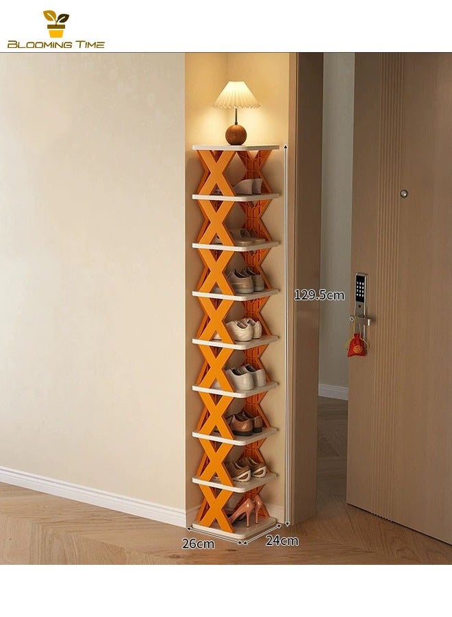 بلومنغ تايم ثمانية طبقة بسيطة رف الأحذية البرتقال رف الأحذية المنزلية الباب متعدد الطبقات بسيطة انفصال داخلي صغير ضيق الباب خزانة خذاء تأجير منزل عنبر تخزين قطعة أثرية - Image 1