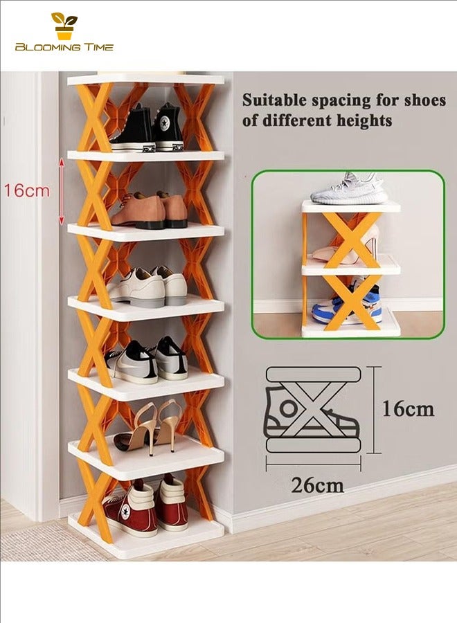 بلومنغ تايم ثمانية طبقة بسيطة رف الأحذية البرتقال رف الأحذية المنزلية الباب متعدد الطبقات بسيطة انفصال داخلي صغير ضيق الباب خزانة خذاء تأجير منزل عنبر تخزين قطعة أثرية - Image 3