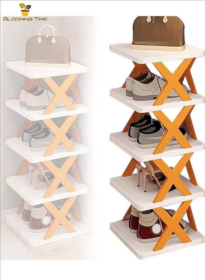 بلومنغ تايم ثمانية طبقة بسيطة رف الأحذية البرتقال رف الأحذية المنزلية الباب متعدد الطبقات بسيطة انفصال داخلي صغير ضيق الباب خزانة خذاء تأجير منزل عنبر تخزين قطعة أثرية - Image 2