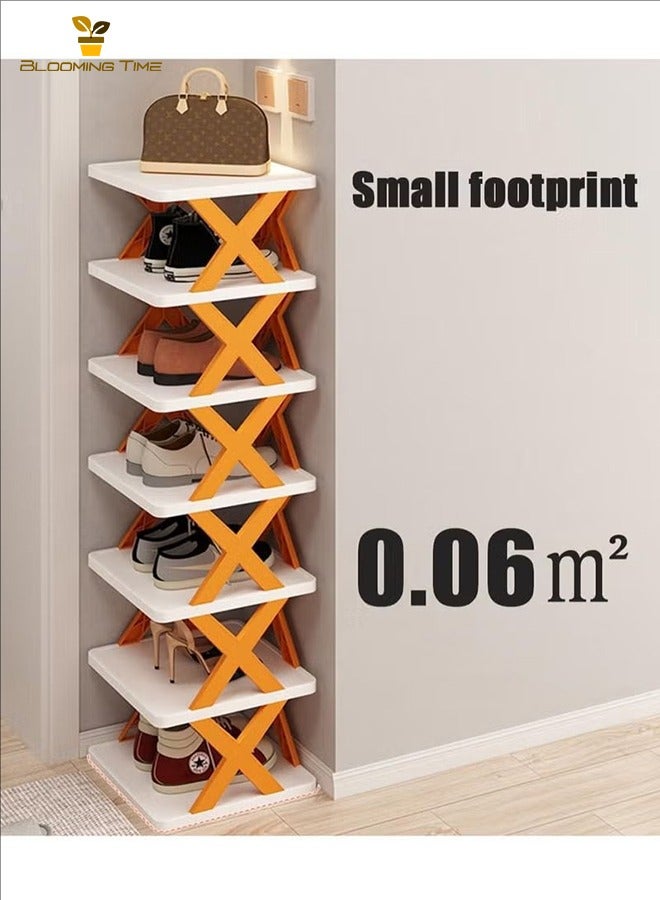 بلومنغ تايم ثمانية طبقة بسيطة رف الأحذية البرتقال رف الأحذية المنزلية الباب متعدد الطبقات بسيطة انفصال داخلي صغير ضيق الباب خزانة خذاء تأجير منزل عنبر تخزين قطعة أثرية - Image 4