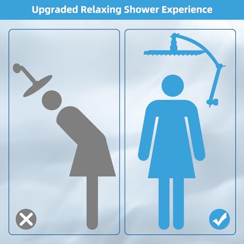 Hibbent All Metal Rain Shower Head, 12'' High Pressure Rainfall Square Showerhead with 16" Shower Head Extension Arm, Solid Brass Adjustable Shower Arm Extender, Waterfall fixed Showerheads, Chrome - Image 5