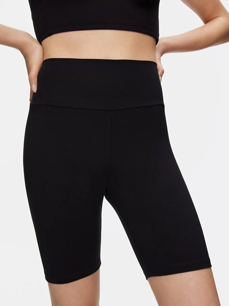 LTB Elastic Waist Biker Black Shorts