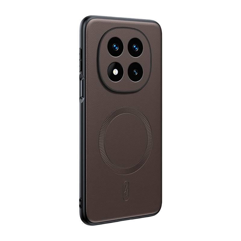 LS غطاء MagSafe بملمس جلد لـ Redmi Note 14 Pro مع حماية من السقوط ومغناطيس قوي مع مقاوم للصدمات مع ملمس جلد باللون Mocha Brown مغناطيسي باللون البني باللون الأحمر - Image 1