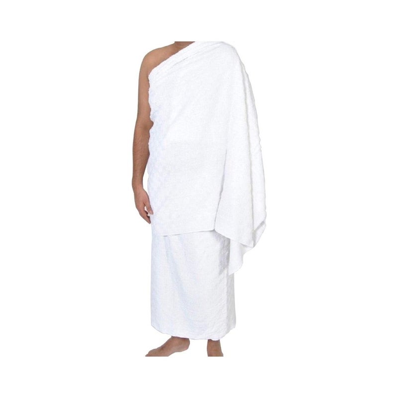 Ihram Attire for Men for Hajj and Umrah - 2-Piece Bath Towel Set - Hygienic Natural Men's Religious Clothing, White Apparel with Exceptional Softness - Image 5