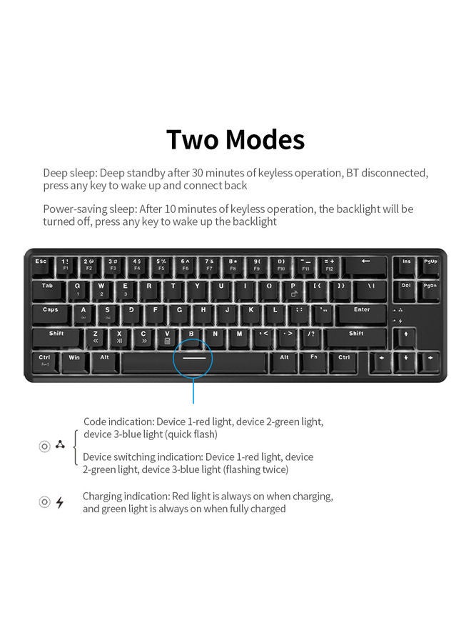 آجاز لوحة مفاتيح ميكانيكية ثنائية الوضع وبتقنية البلوتوث طراز K680T أسود - Image 4