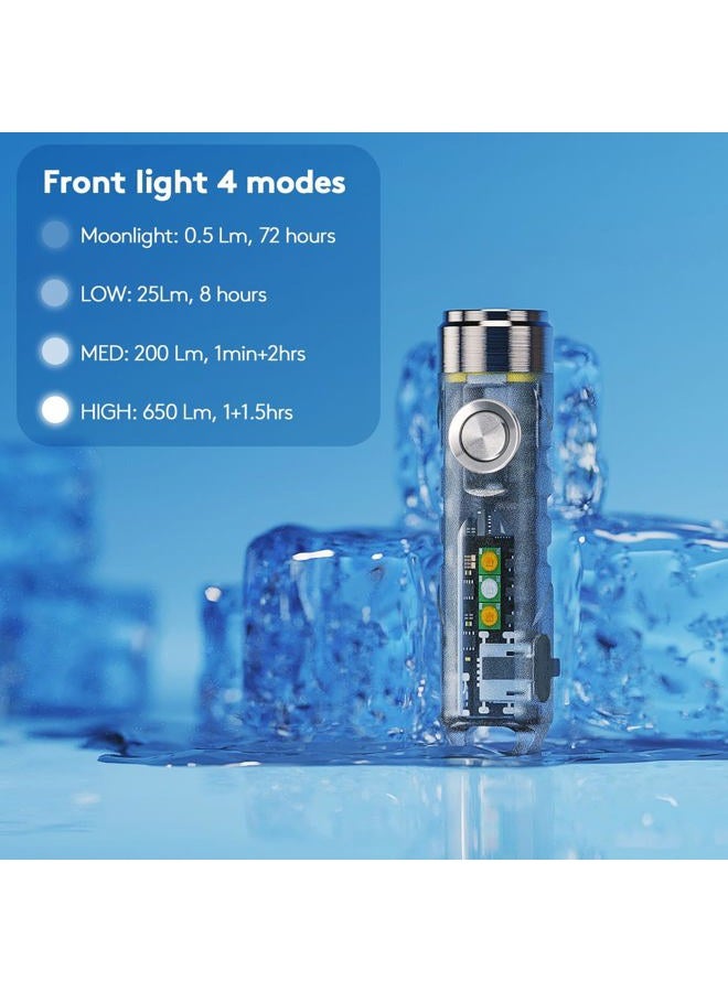 RovyVon Aurora A7 G4 Keychain Flashlight, USB C Rechargeable Max 650 High Lumen Flashlights Super Bright with EDC Small Size, 8 Mode, Glow Blue, Perfect for Gift Camping Emergencies Outdoor - Image 3