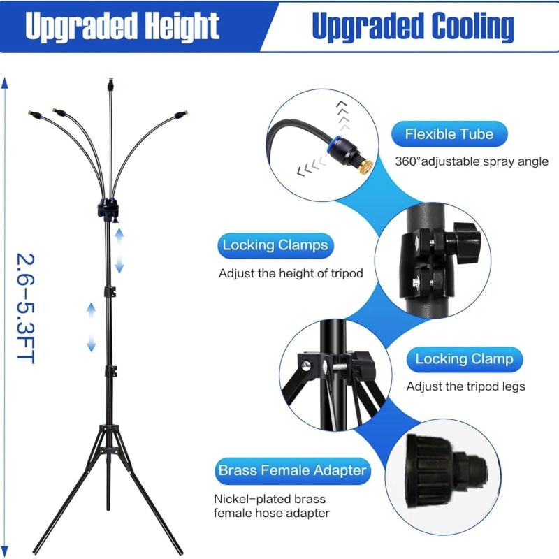 Portable Misting System: 8M Length, Ultraportable Foldable Build, Adjustable 2.6 Ft To 5.3 Ft Height - Advanced Dry-Area Cooling, 360° Coverage Outdoor Mister For Patio Garden Poolside BBQ - Image 4