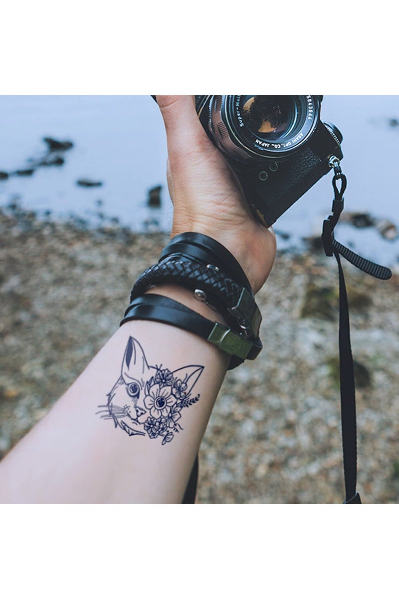 قوس قزح أورينبو ١٦ ورقة وشم مؤقت للنساء والفتيات - وشم مؤقت على شكل فراشة وردية واقعية مقاوم للماء يتلاشى بشكل طبيعي وملصقات فنية للجسم - Image 3