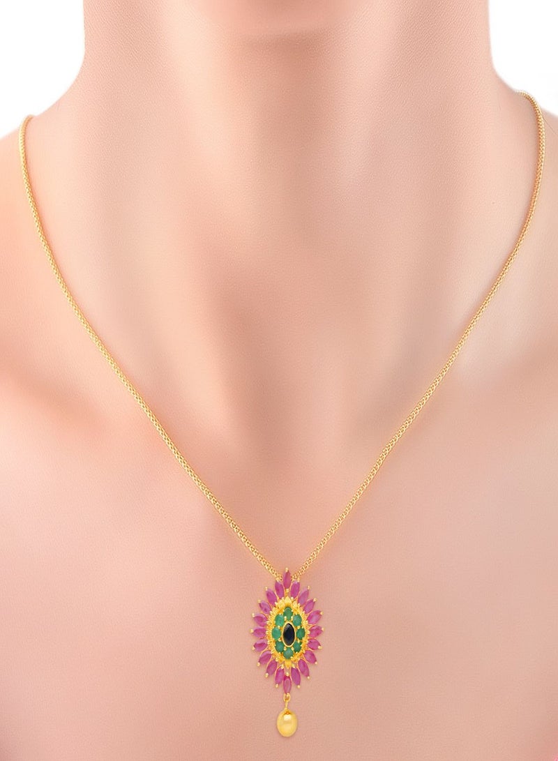 Malabar Gold and Diamonds 22 Carat 916 Purity Yellow Gemstone Pendant PGNFNC037PN5Y for Women  - Image 4