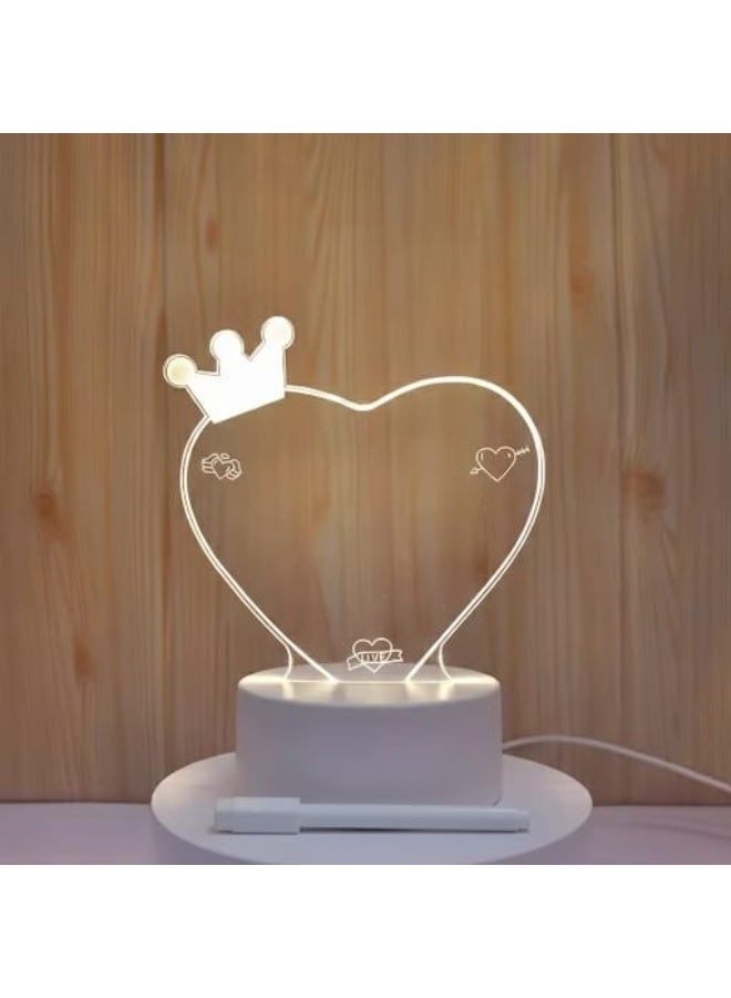 ثري دي لوحة رسائل ليلية إبداعية من الأكريليك بتقنية LED مع قلم | مصباح كتابة قابل لإعادة الكتابة يعمل بمنفذ USB بإضاءة دافئة ناعمة، مثالي كهدية في أعياد الميلاد وعيد الحب والعطلات - Image 3