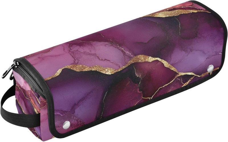 Hot Hair Tools Travel Bag and Heat Resistant Mat Carrying Case Flat Curling Iron Waterproof Organizer for Hot Tools Curling Iron Flat Irons Hair Volumizer Styler, Marble Purple Burgundy - Image 1