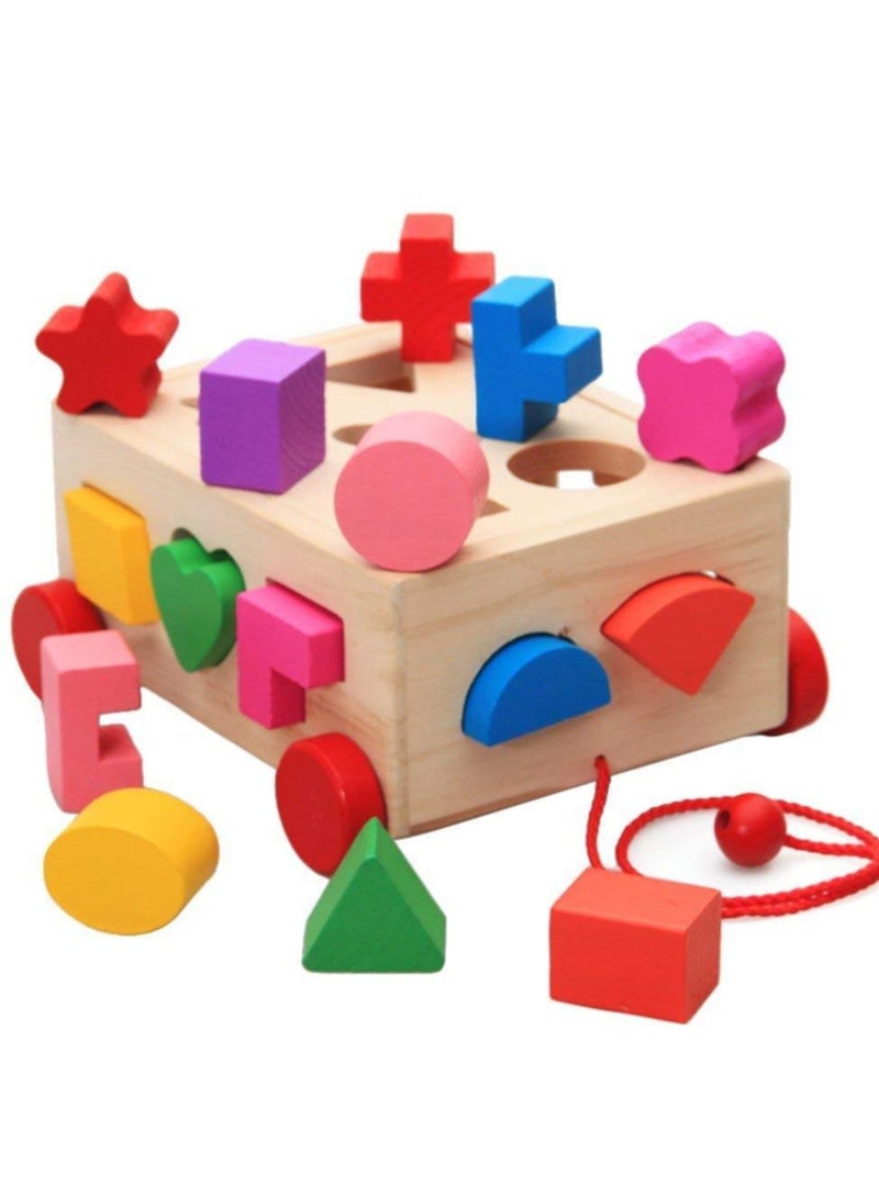 15 Holes Intelligence Box for Shape Sorter Cognitive and Matching Wooden Building Blocks Baby Kids Children Eductional Wood Toys  - Image 1