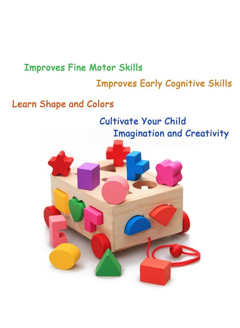 15 Holes Intelligence Box for Shape Sorter Cognitive and Matching Wooden Building Blocks Baby Kids Children Eductional Wood Toys  - Image 2