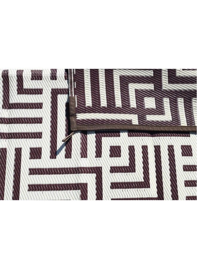 Stylish Camping 275087 5Feet By 8Feet Reversible Mat Plastic Straw Rug Large Floor Mat For Outdoors Rv Patio Backyard Picnic Beach Camping Geometric Mat (Brown Beige) - Image 5